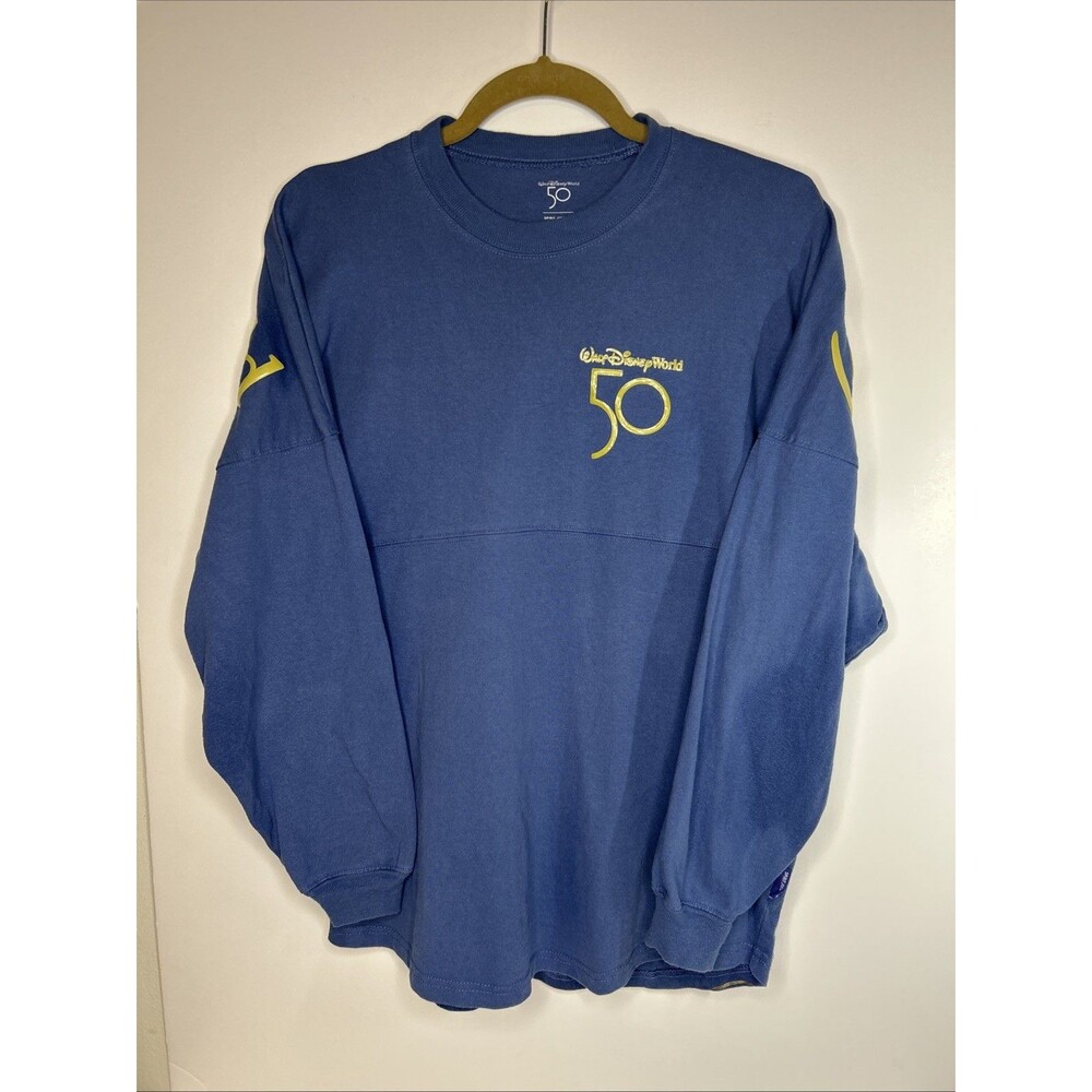Walt Disney World 50th Anniversary Spirit Jersey Shirt Blue Gold Mickey Xsmall